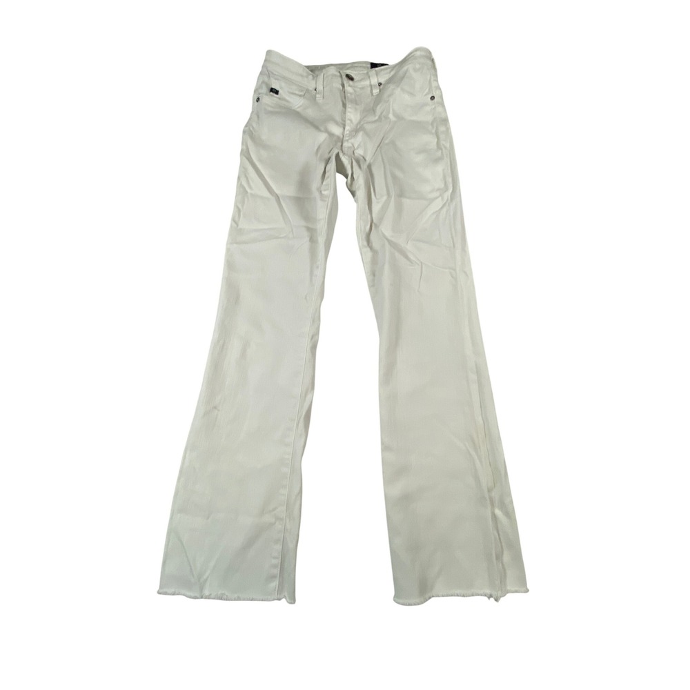 AG Adriano Goldschmied The Jodi Crop White High Rise Slim Flare Jeans Raw Hem - Picture 2 of 14